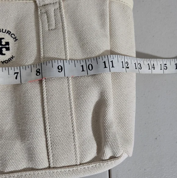 Tory Burch Mini Mercer Street Canvas Blue Logo Beach Summer Sailor Preppy Tote - Picture 9 of 11